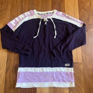 PINK Victoria's Secret Purple and White Hoodie